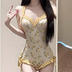Sweet Yellow Floral Backless One-Piece Swimsuit - Women’s Clothing & Accessories - Swimsuit / Bikini / One-Piece