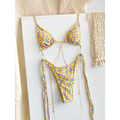 Triangle Chain Print Micro Thong Bikini Set - Swimsuits - Swimsuit / Bikini / One-Piece Swimwear - 4