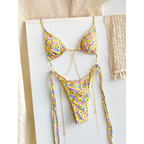 Triangle Chain Print Micro Thong Bikini Set - Swimsuits - Swimsuit / Bikini / One-Piece Swimwear - 4