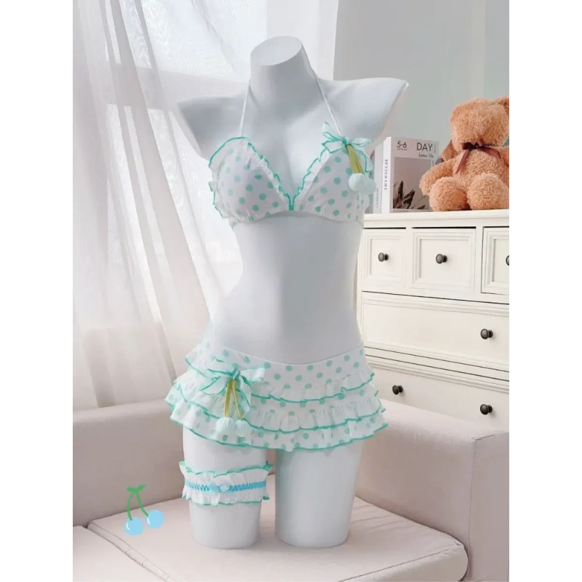 Sweet Korean Vintage Y2K Ruffle Halter Bikini - Women’s - Swimsuit / Bikini / One-Piece Swimwear - 17