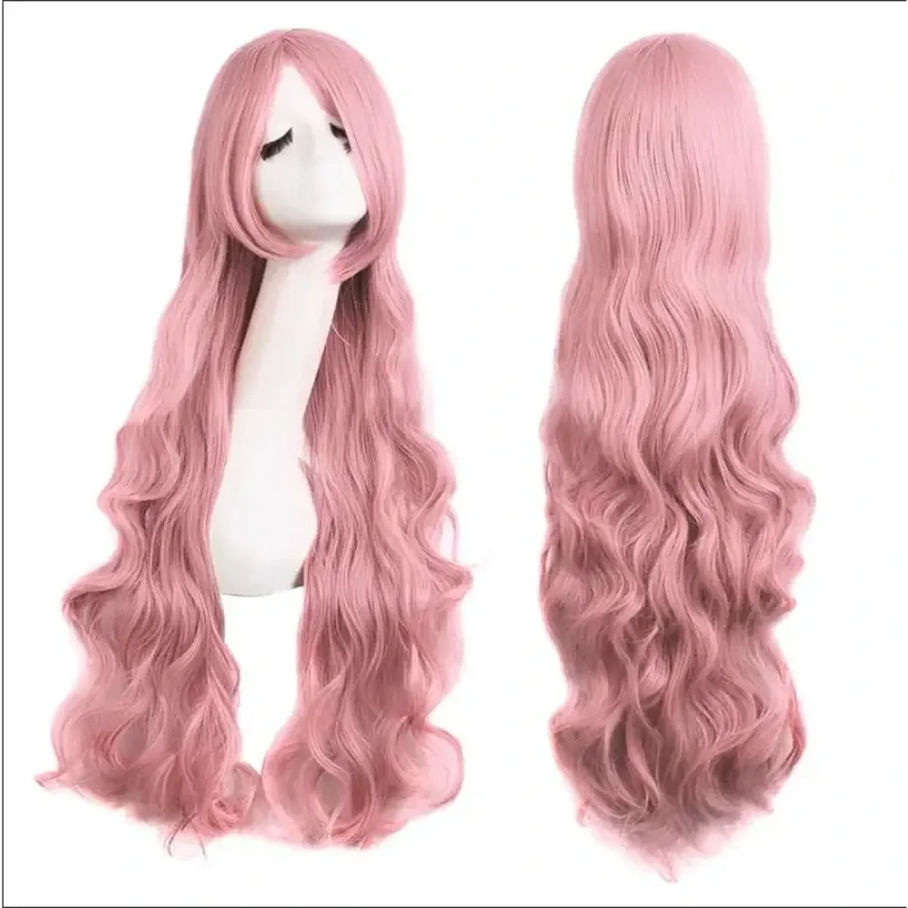 Long Wavy Pink Wig with Bangs - Best Sellers - Wig - 1