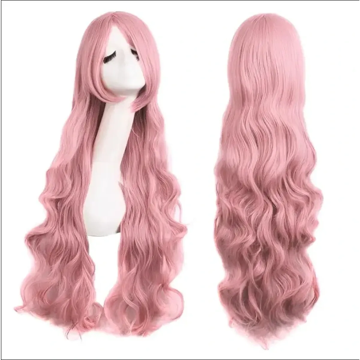 Long Wavy Pink Wig with Bangs - Best Sellers - Wig - 1