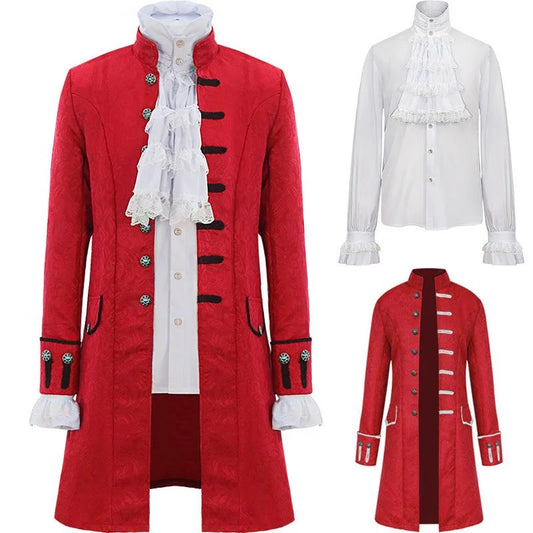 Steampunk Trench Coat for Men - Kawaii Stop - Anime Influence, Complete Sets, Costumes, European and American Fashion, Mainland China, Medieval Inspired, Polyester Material, Sophisticated Ensemble, Steampunk Fashion, Trench Coat, Unisex Design, Vintage Style