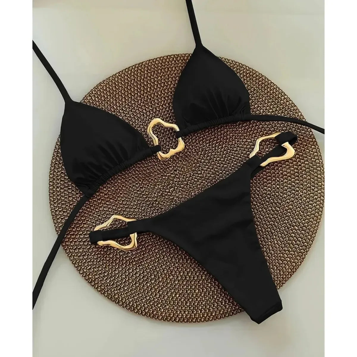 Solid Color Lace-Up Two-Piece Bikini Set - Swimsuits - Swimsuit / Bikini / One-Piece Swimwear - 1