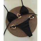 Solid Color Lace-Up Two-Piece Bikini Set - Swimsuits - Swimsuit / Bikini / One-Piece Swimwear - 1