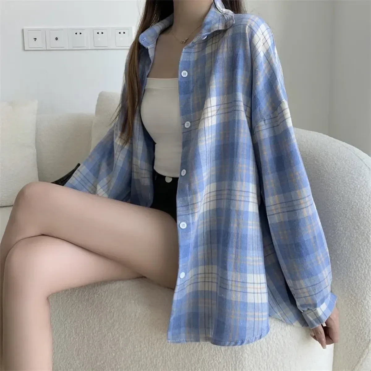 Vintage Preppy Plaid Button-Up Shirt - T-Shirts - Button-Up Shirt - 12