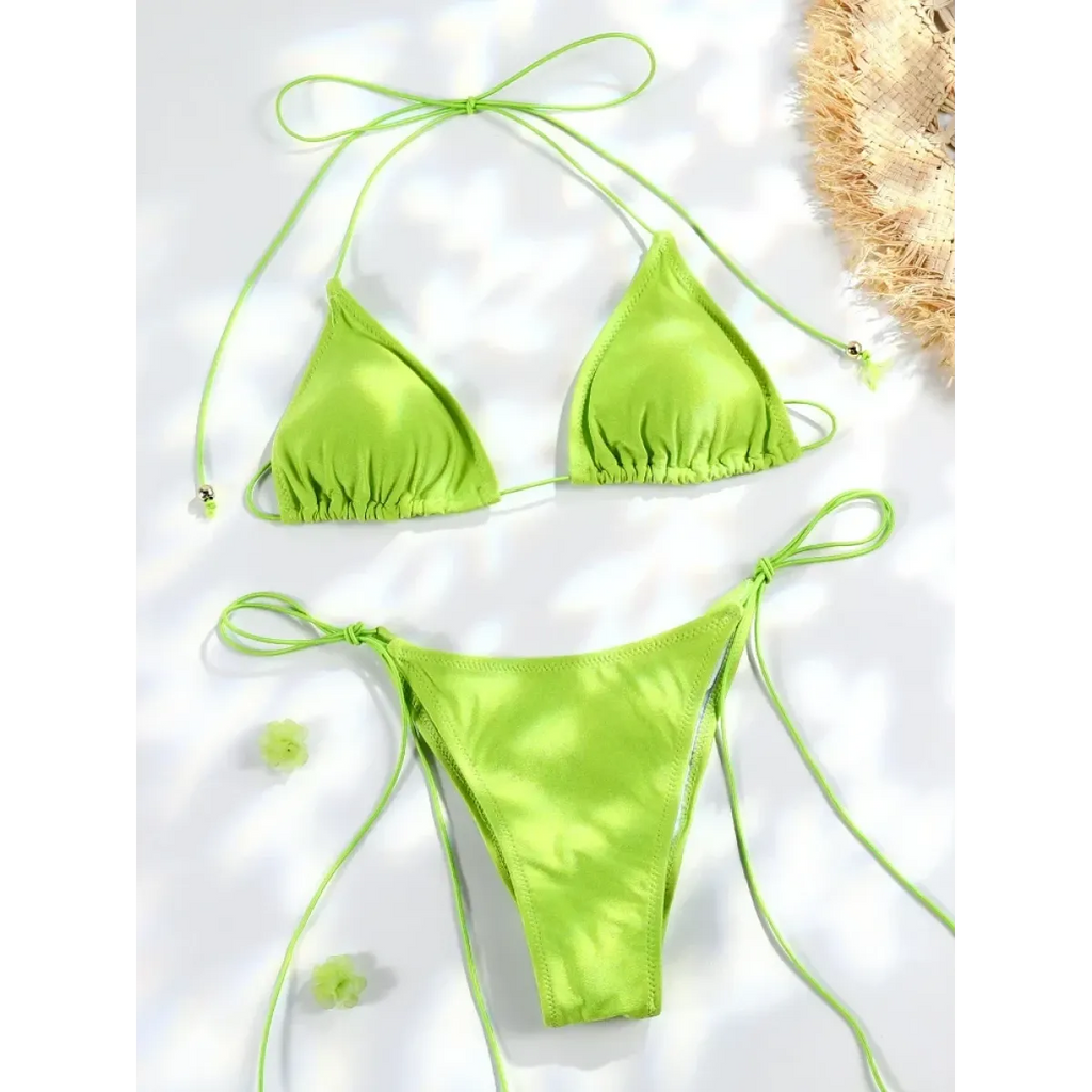 Printed Triangle Micro Thong Bikini Set - Swimsuits - Swimsuit / Bikini / One-Piece Swimwear - 16