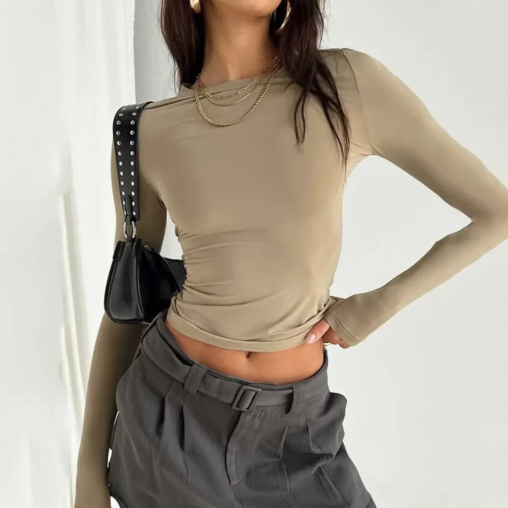 Solid Long Sleeve Slim Fit T-Shirt - T-Shirts - T-Shirt - 16