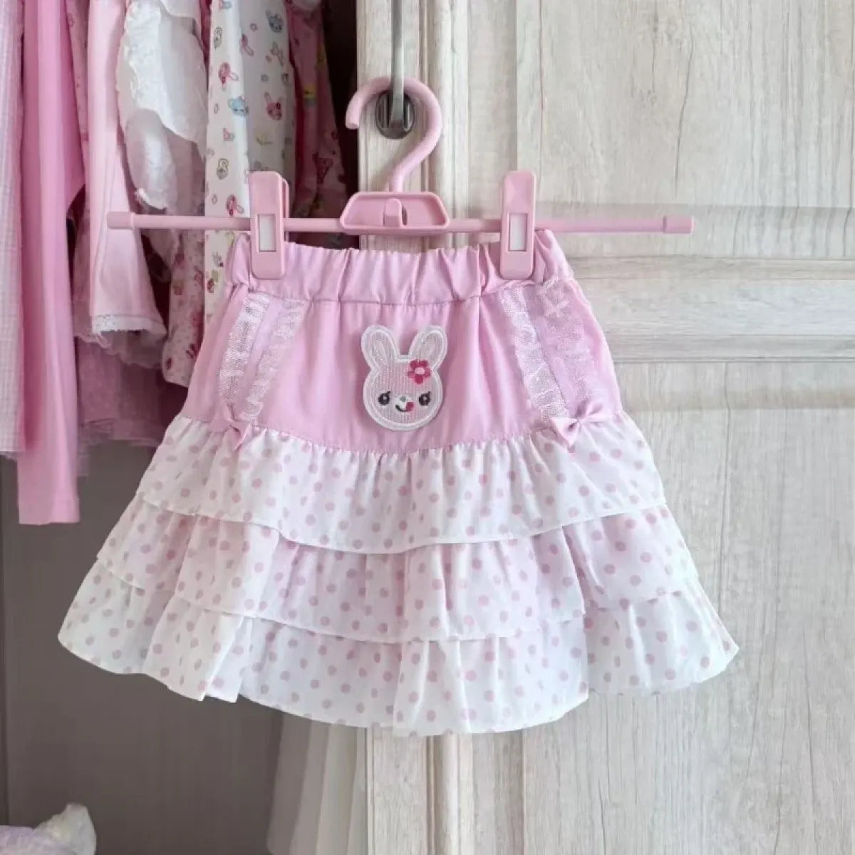 Sweet Pink Polka Dot Elastic Waist Mini Skirt - Bottoms - Mini Skirt - 2