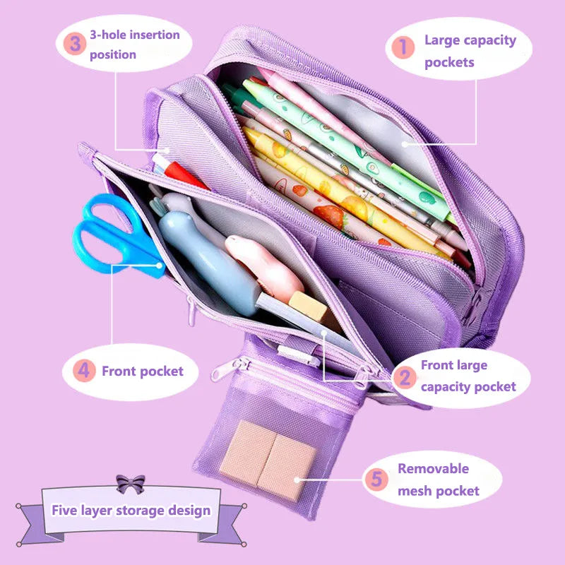 Sanrio Kawaii Pencil Case - Kuromi, Cinnamoroll, My Melody - Large Capacity Pen Bag - Kawaii Stop - 