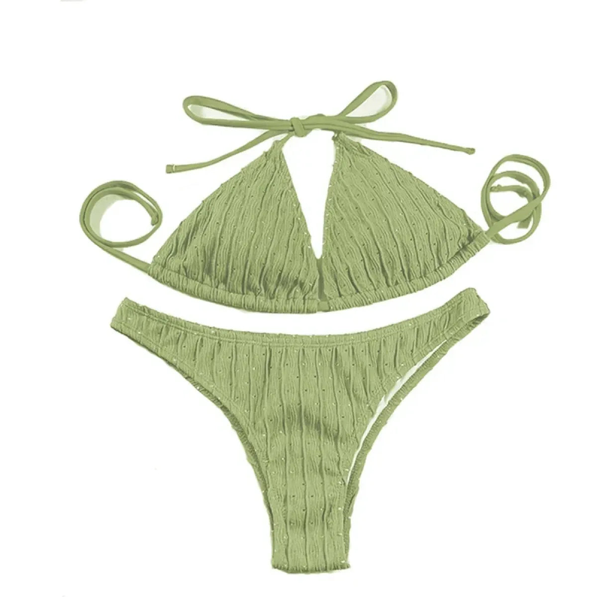 Jacquard Drawstring Two Piece Bikini Set - Swimsuits - Swimsuit / Bikini / One-Piece Swimwear - 1