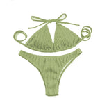 Jacquard Drawstring Two Piece Bikini Set - Swimsuits - Swimsuit / Bikini / One-Piece Swimwear - 1