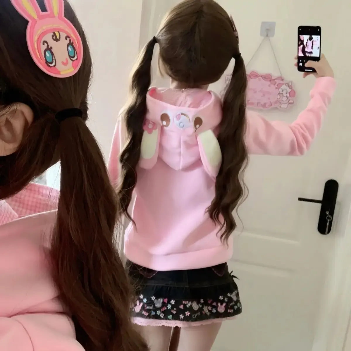 Harajuku Sweet Cartoon Print Zip-Up Hoodie - Women’s - Hoodie - 3