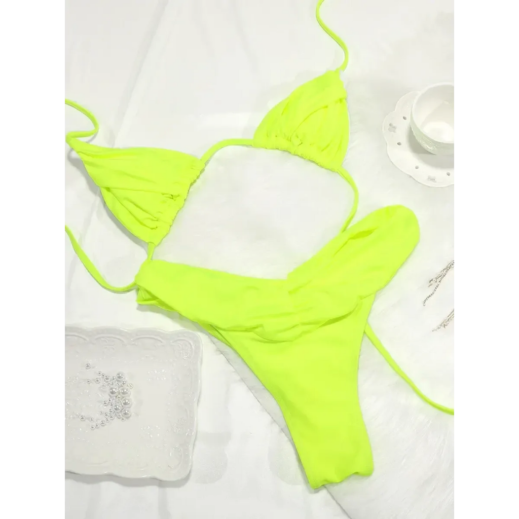 Frill Trim Triangle Bikini Set - Swimsuits - Swimsuit / Bikini / One-Piece Swimwear - 5
