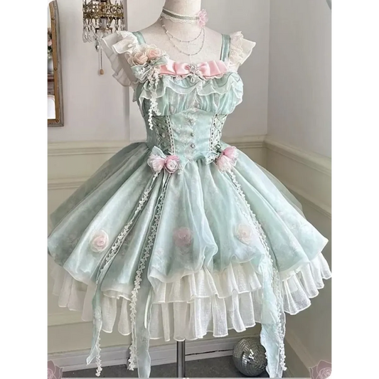 Fairy Elegant Lolita Lace Bow Strap Dress - All Dresses - Lolita Dress - 2