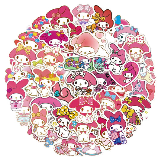 50pcs Sanrio Cartoon Stickers - Hello Kitty, Kuromi, My Melody
