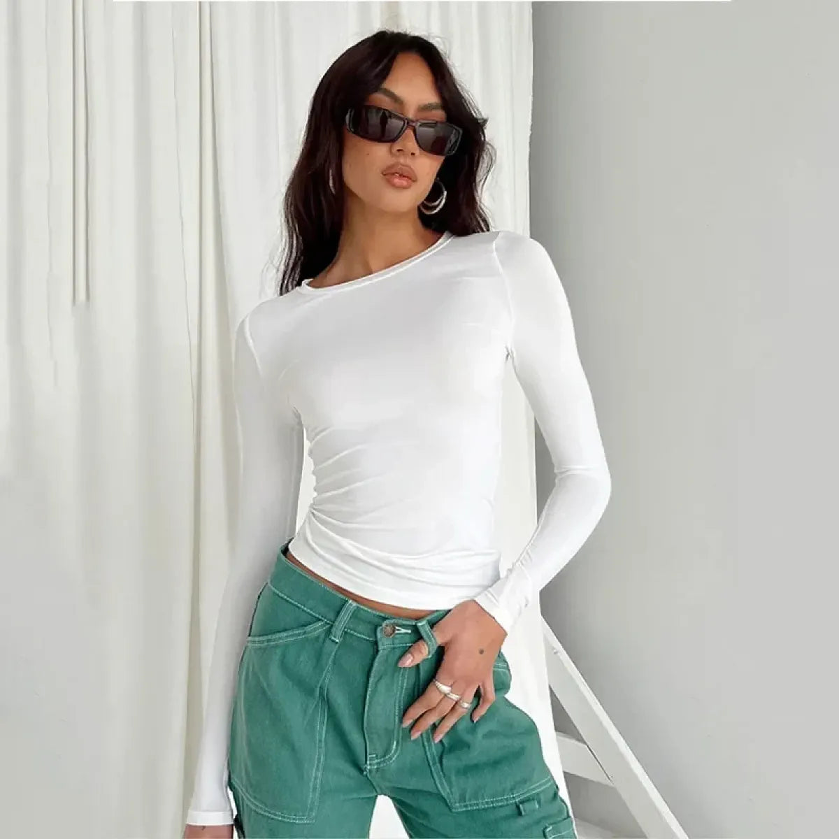Solid Long Sleeve Slim Fit T-Shirt - T-Shirts - T-Shirt - 11