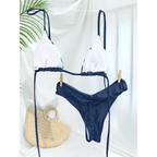 Frill Trim Triangle Bikini Set - Swimsuits - Swimsuit / Bikini / One-Piece Swimwear - 2