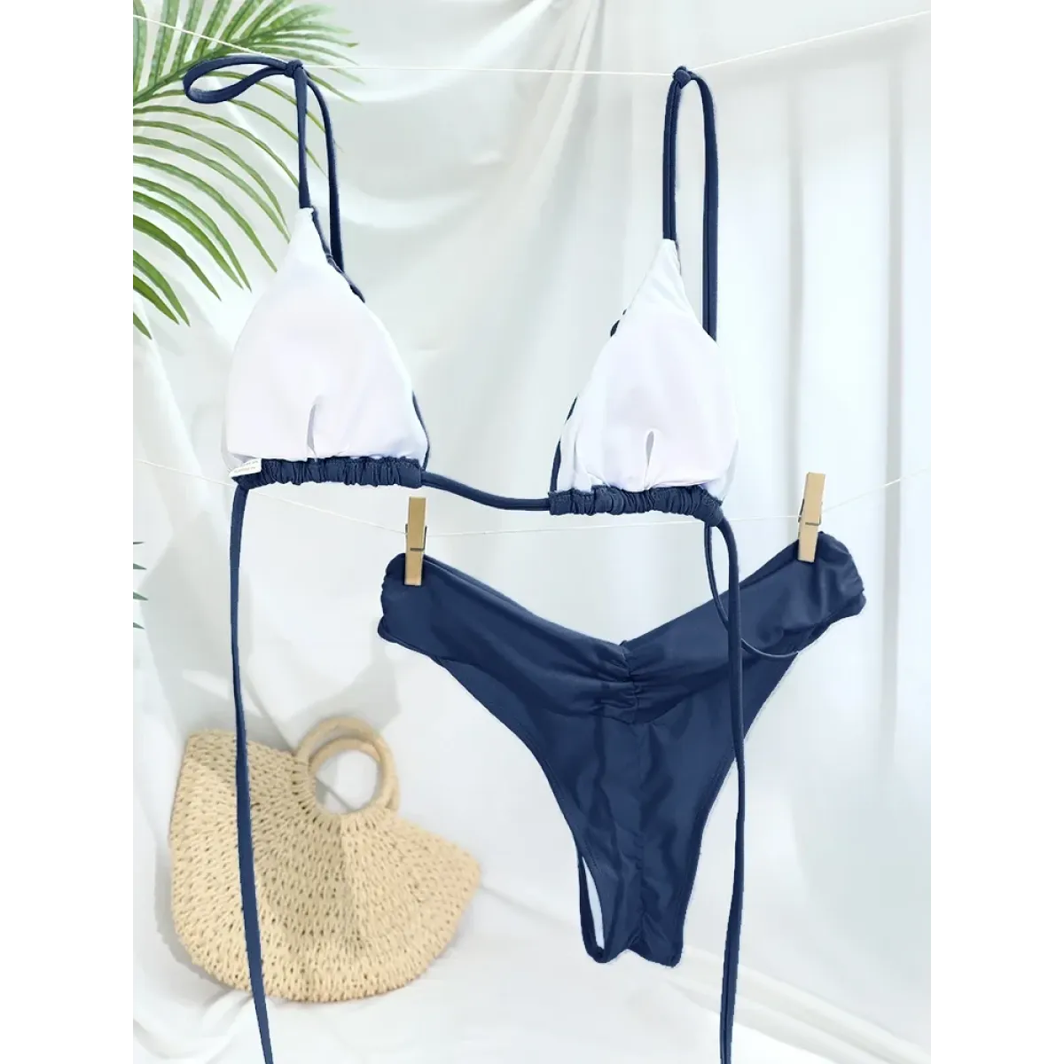 Frill Trim Triangle Bikini Set - Swimsuits - Swimsuit / Bikini / One-Piece Swimwear - 2