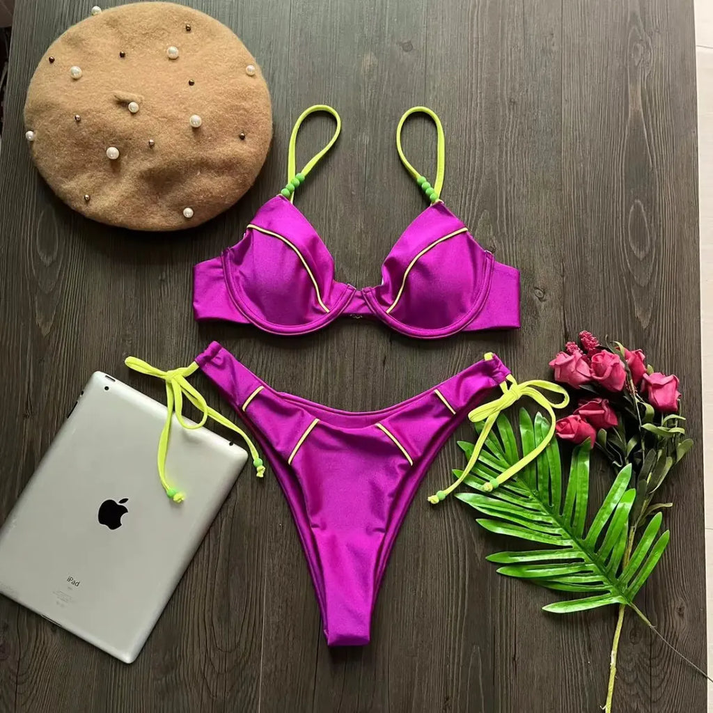 Push Up Underwire Low Waist Bikini Set - Swimsuits - Swimsuit / Bikini / One-Piece Swimwear - 7