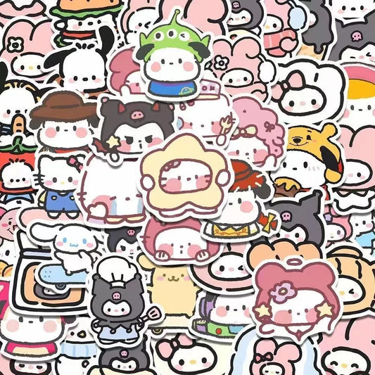 100pcs Sanrio Stickers - Cute Notebook & Ledger Decoration - Kawaii Stop - Ages 3+, CE Certified, Cute, Decorative Stickers, Kawaii, Ledger Decoration, Mainland China, Non-Drying Adhesive, Notebook Decoration, Reusable, Sanrio, Stickers, Tear-Off