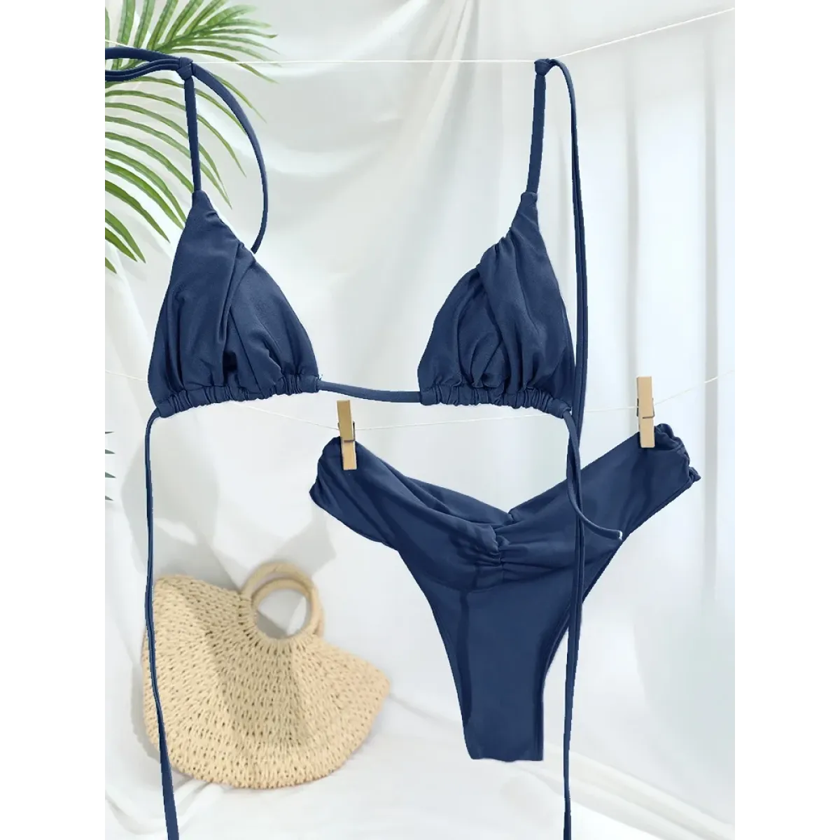 Frill Trim Triangle Bikini Set - Swimsuits - Swimsuit / Bikini / One-Piece Swimwear - 1