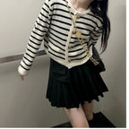 Striped Knit O-Neck Cropped Cardigan - Women’s Clothing & Accessories - Cardigan - 8