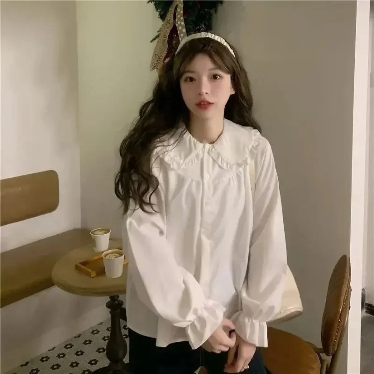 Vintage White Peter Pan Collar Blouse - Women’s Clothing & Accessories - Button-Up Shirt - 3