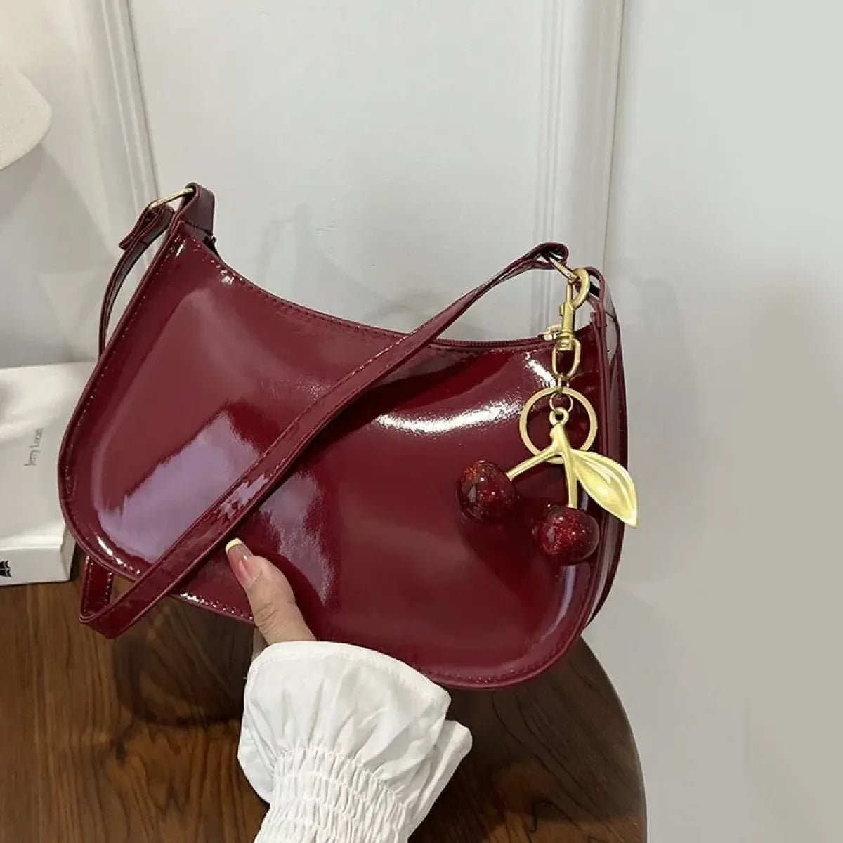 PU Leather Cherry Charm Shoulder Bag - Accessories - Handbag / Purse - 8