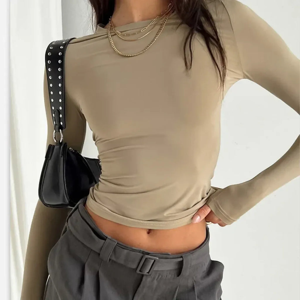 Solid Long Sleeve Slim Fit T-Shirt - T-Shirts - T-Shirt - 18