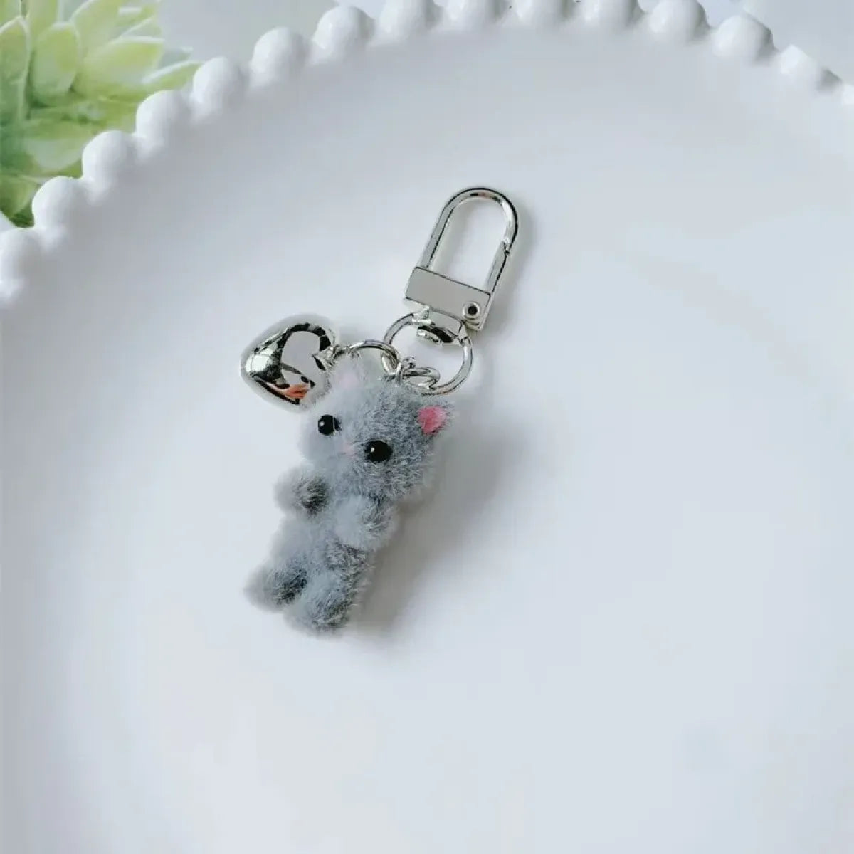 Cute Flocking Cat Keychain Charm - Harajuku Style - Accessory - 4