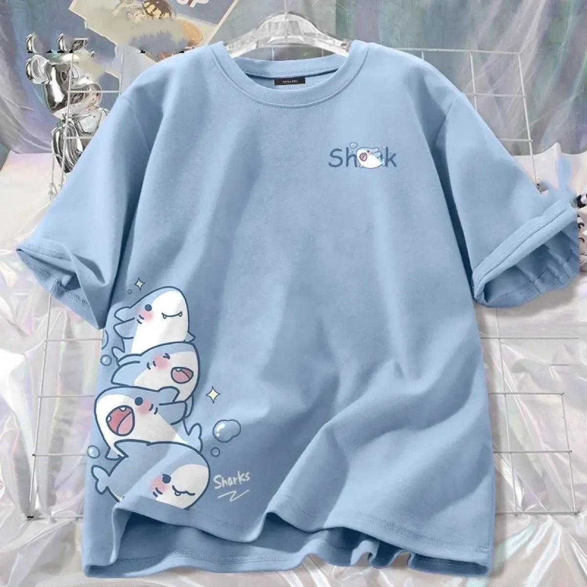 Kids Cute Shark Print Summer T-Shirt - T-Shirts - T-Shirt - 1