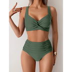 Solid High Waist Push Up Bikini Set - Swimsuits - Swimsuit / Bikini / One-Piece Swimwear - 1