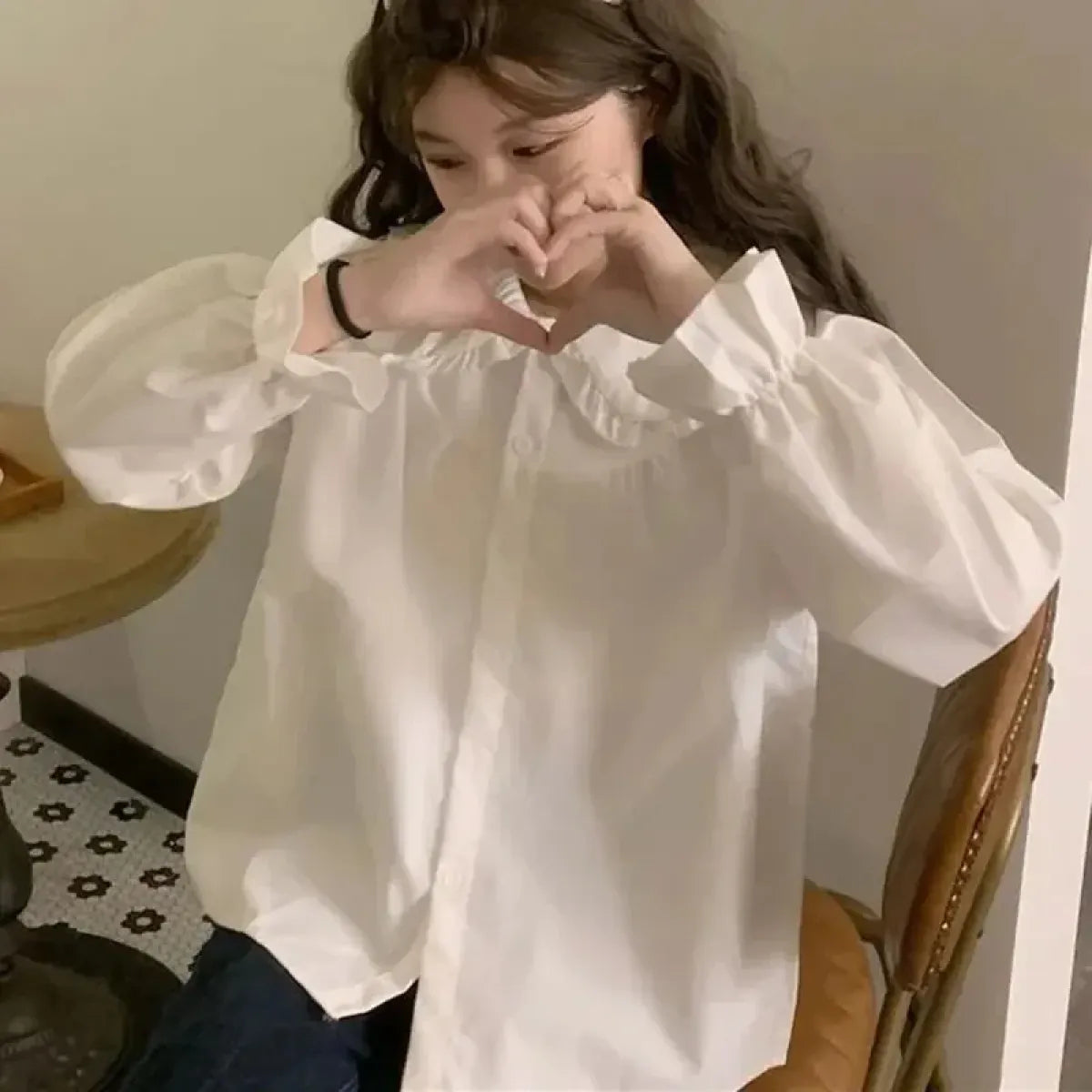 Vintage White Peter Pan Collar Blouse - Women’s Clothing & Accessories - Button-Up Shirt - 2