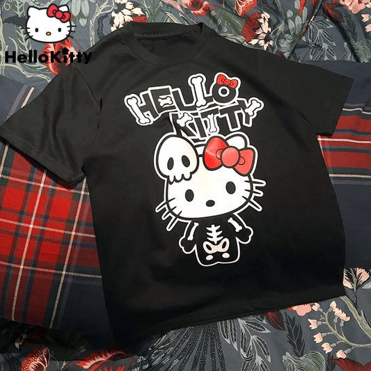 Sanrio Hello Kitty T-shirt - Hip-hop Skeleton Tee