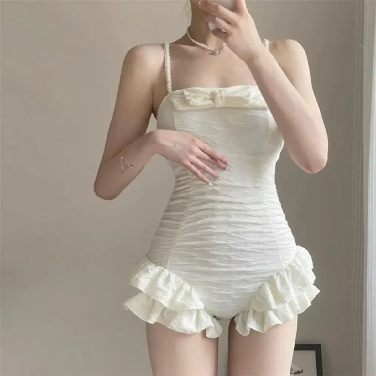 Sweet White Bow Ruffled One-Piece Swimsuit - Women’s Clothing & Accessories - Swimsuit / Bikini / One-Piece Swimwear - 4