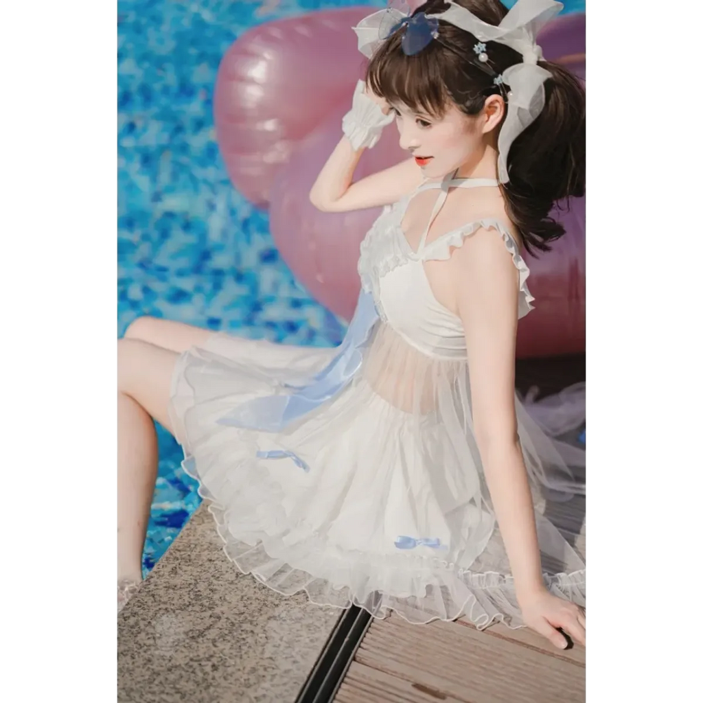 Sweet Lolita Bow One-Piece Swimsuit - Swimsuits - Swimsuit / Bikini / One-Piece Swimwear - 3