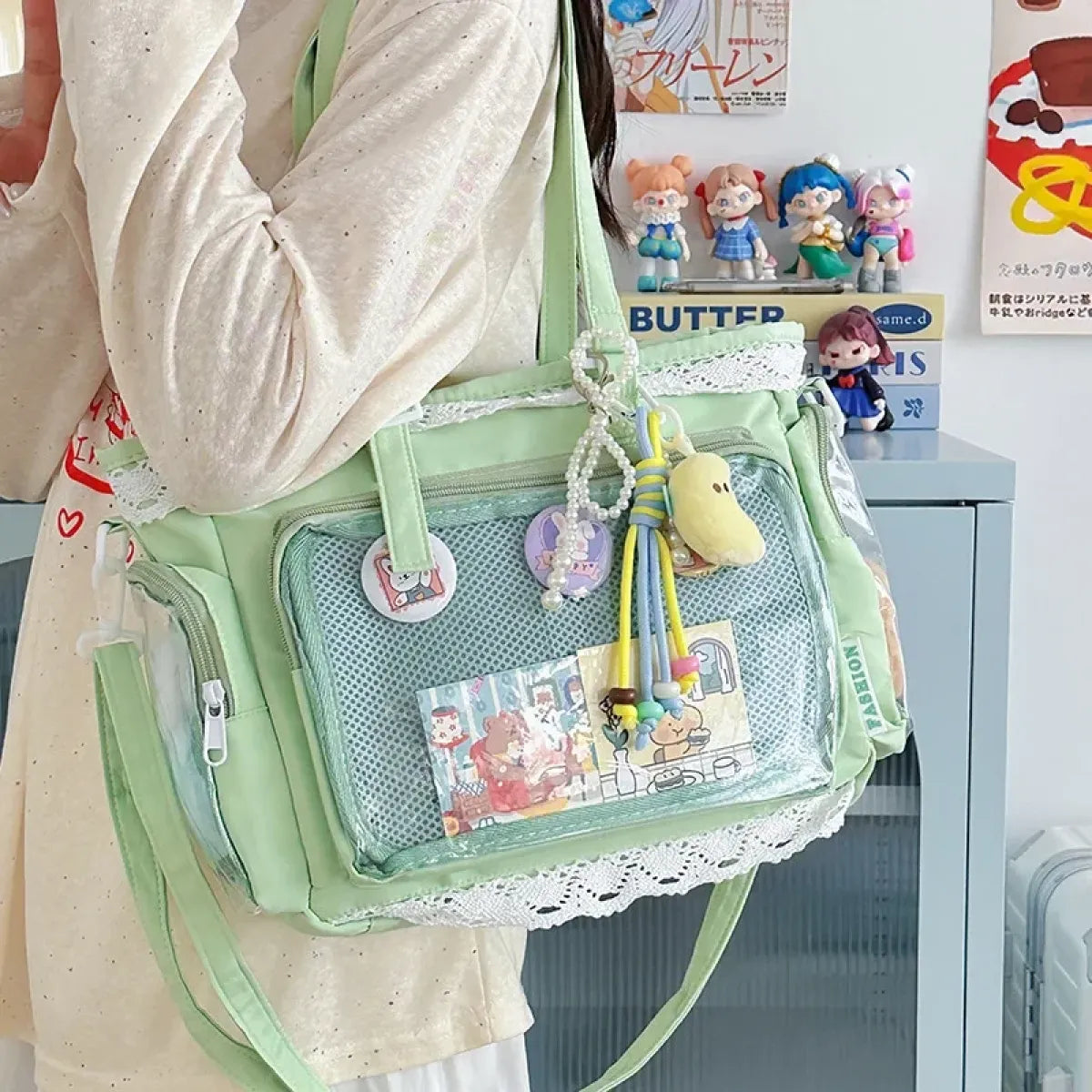 Japan-Style Preppy Bow Messenger Shoulder Bag - Accessories - Shoulder Bag - 1