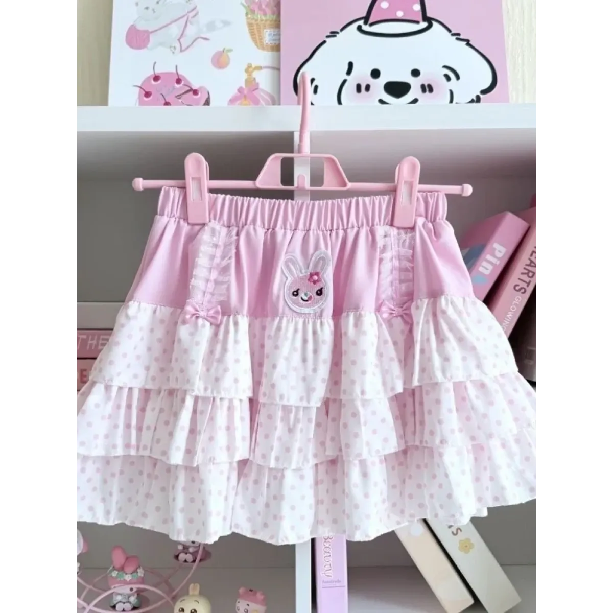 Sweet Pink Polka Dot Elastic Waist Mini Skirt - Bottoms - Mini Skirt - 6