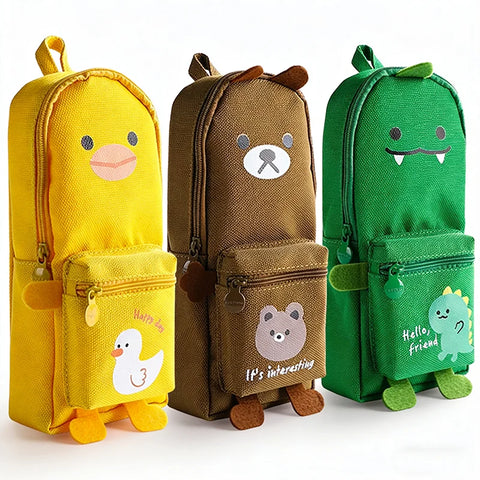 Cartoon Animal Backpack-Style Pencil Case