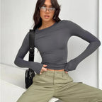 Solid Long Sleeve Slim Fit T-Shirt - T-Shirts - T-Shirt - 20