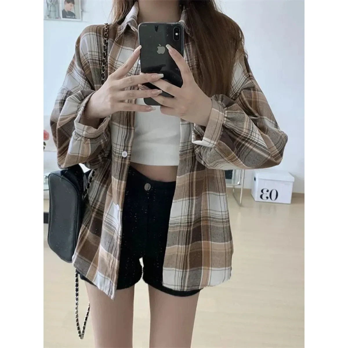 Vintage Preppy Plaid Button-Up Shirt - T-Shirts - Button-Up Shirt - 63