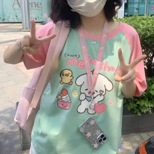 Sweet Cartoon Patchwork Y2K T-Shirt - Dresses - T-Shirt - 5