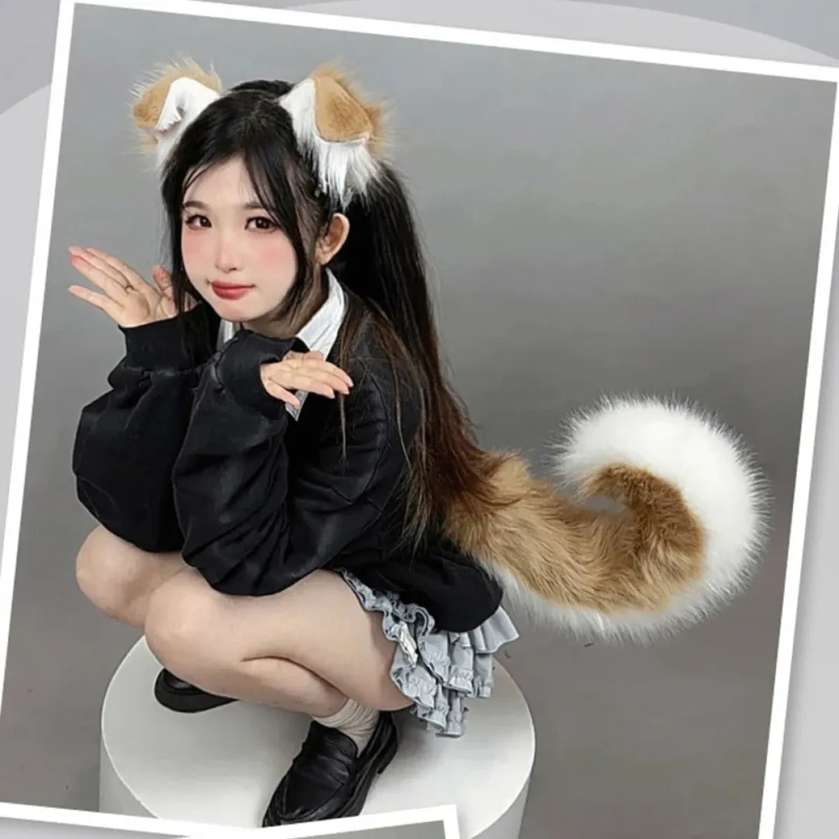 Plush Anime Dog Ear Headband and Tail Set - Anime - Costume Props - 3
