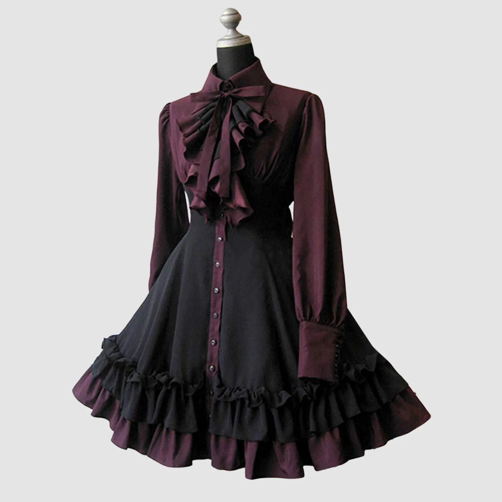 Autumn Elegant Gothic Lolita Dress - Pleated Lace-Up - Kawaii Stop - Autumn Fashion, Cosplay, Costume, Elegant, Gothic Lolita Dress, Irregular Length, Mainland China, Pleated Lace-Up, Polyester, Sophisticated Style, Women's Fashion
