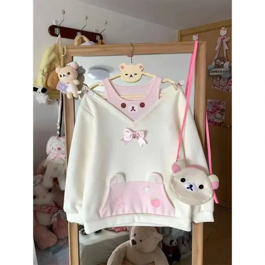 Sweet Off-Shoulder Bow Sweatshirt - Dresses - Sweatshirt - 2