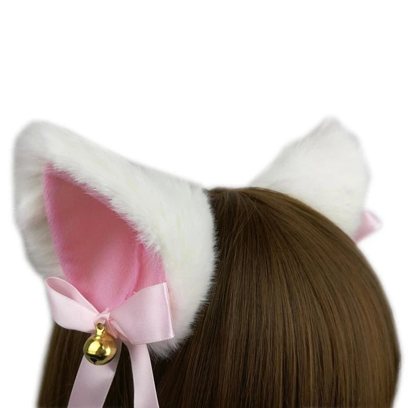 Cat Ears with Bell Hair Clip - Fox Long Fur Hairpins - Cosplay Anime Costume - Kawaii Stop - 