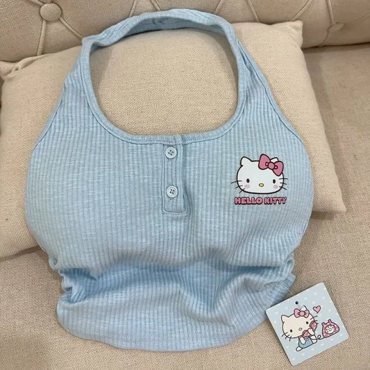Sanrio Anime Hello Kitty Camisole Spring and Summer New Hot Girl Y2K Knitted Inner Bottoming Shirt Top Accessories Girls Gift