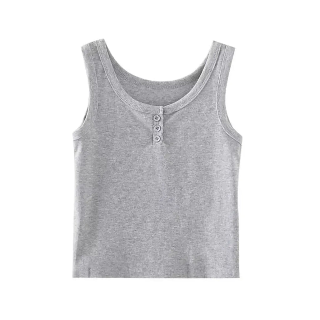 Ribbed Button Down Sleeveless Tank Top - Women’s Clothing & Accessories - Tank Top / Cami - 7