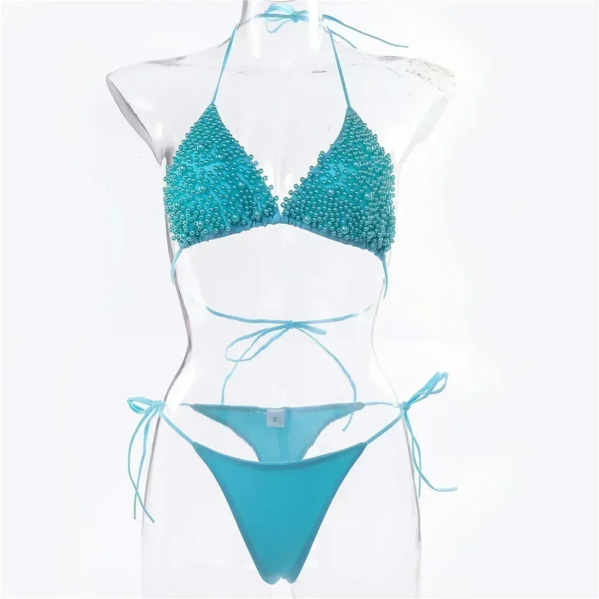 Pearl String Thong Bikini Y2K Halter Set - Swimsuits - Swimsuit / Bikini / One-Piece Swimwear - 5